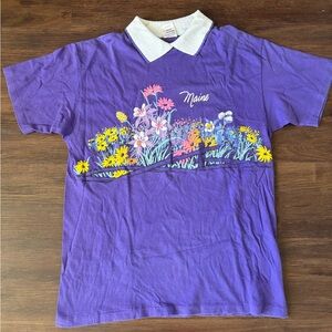 Vintage 1990 Maine Flower Short with Collar Purple
